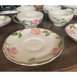 Great Deal Franciscan USA Dessert Rose 4 Tea Cups 6 Saucers Plates Great Gift